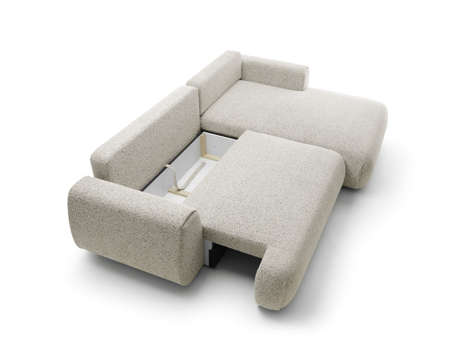 Narożnik VERNIO prawostronny plecionka Puente 06 greige chłodny beż funkcja spania