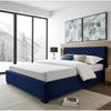 Łóżko tapicerowane TODI 90x200 granatowe welur pojemnik stelaż metalowy