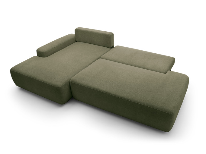 Narożnik OLMI O lewostronny Raven 78 zielony oliwkowy funkcja spania + poduszki