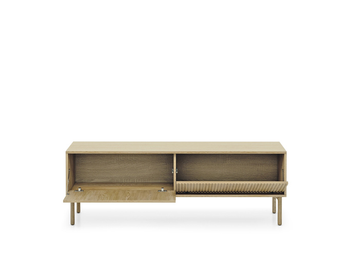 Stolik rtv TAVO dąb cremona 153 cm ryflowany 2 drzwi push to open