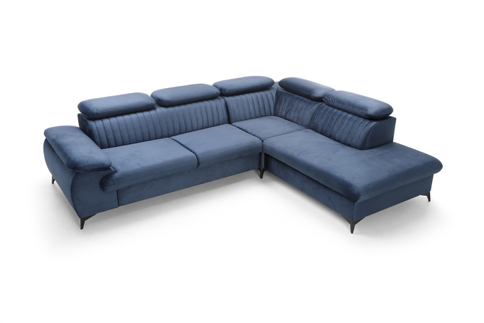 Narożnik VETTO prawostronny Monolith 77 granatowy welur funkcja spania