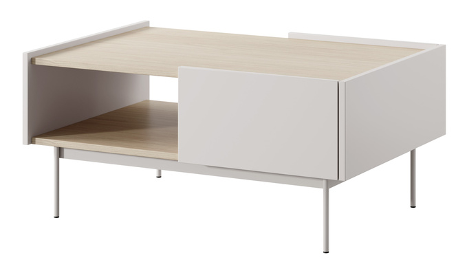 Stolik kawowy Lumo w kolorze cashmere i metalowymi nóżkami