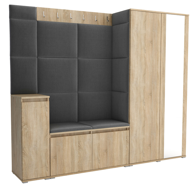 Tapicerowana garderoba Noris VIII z lustrem - kolor sonoma + tkanina Trinity 15