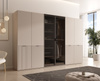 Szafa sześciodrzwiowa Zen w kolorze Cashmere + przyciemniane szkło
