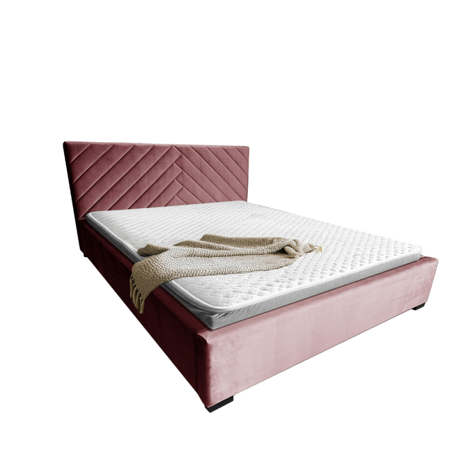 Łóżko tapicerowane TODI 160x200 różowe welur pojemnik stelaż metalowy
