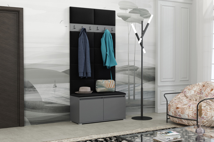 Tapicerowana garderoba Noris I - kolor antracyt + tkanina Trinity 16