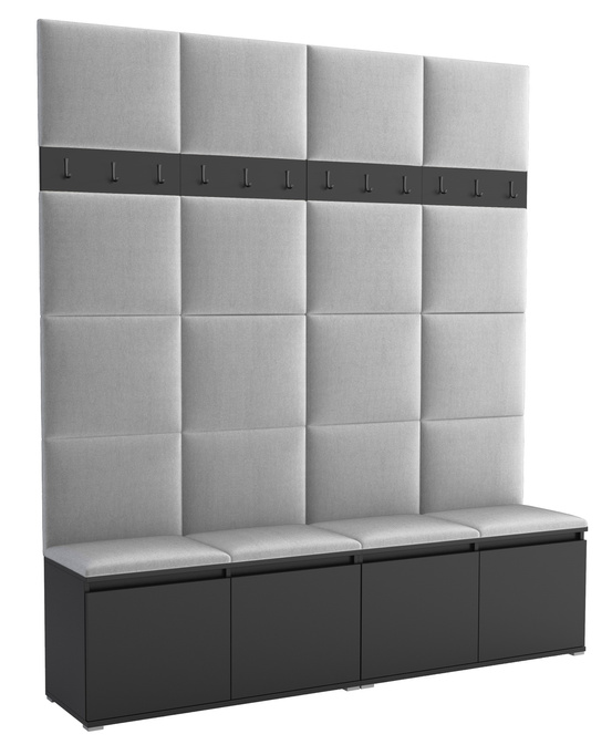 Tapicerowana garderoba Noris II - kolor czarny + tkanina Trinity 32