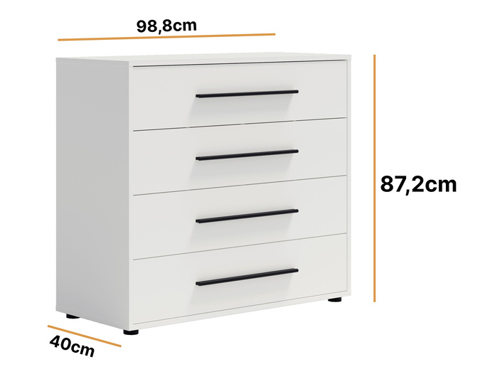 Biała komoda Modena K4SZ 100cm z szufladami