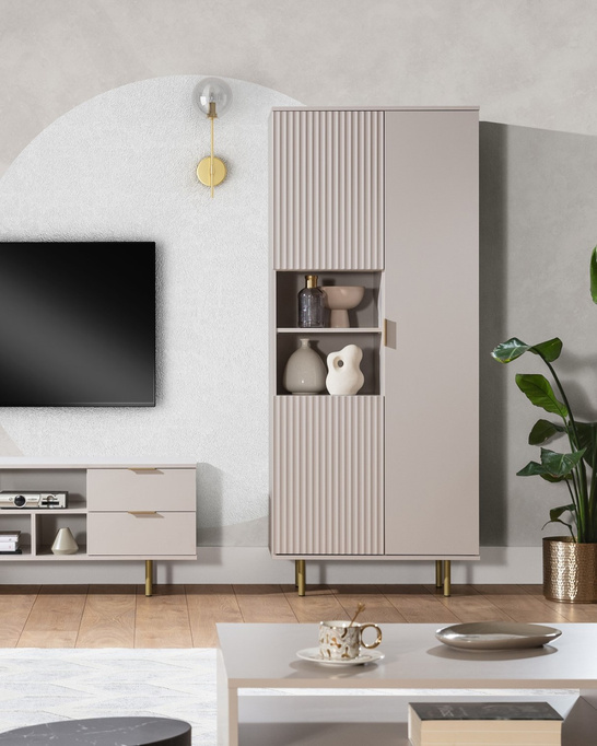 Trzydrzwiowy regał Nubia R3D w kolorze beżowym