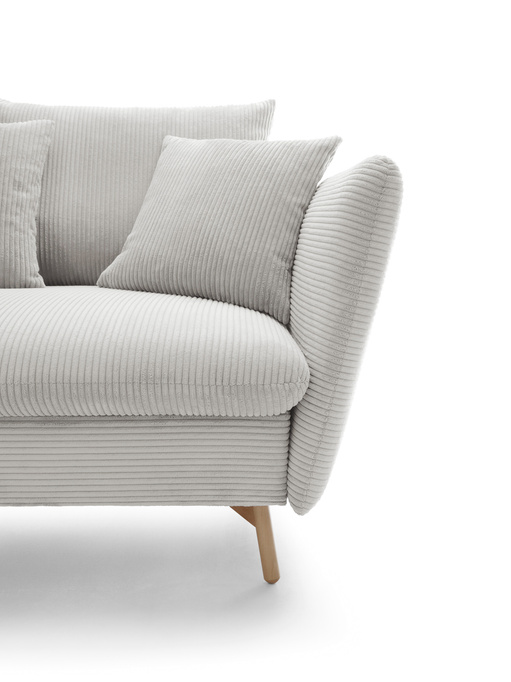 Narożnik MORRE lewostronny sztruks Poso 100 kremowy funkcja spania skandynawski