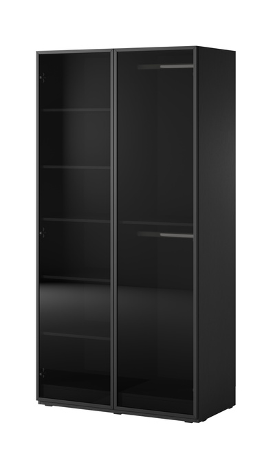 Szafa dwudrzwiowa Zen w kolorze Czarny + przyciemniane szkło