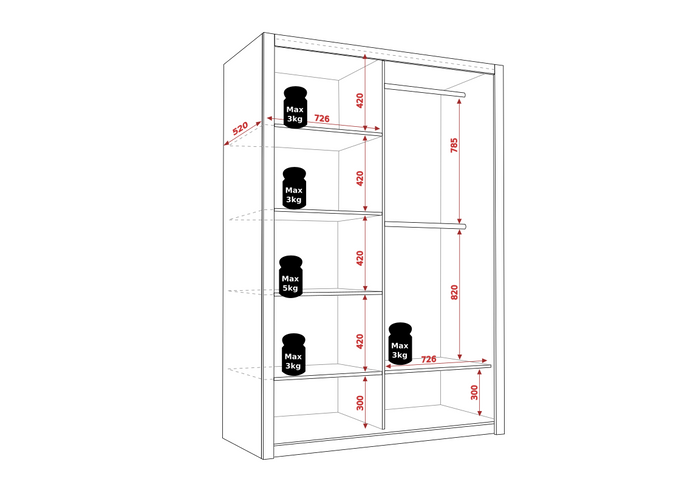 Szafa przesuwna Tamiza 150 cm dąb artisan