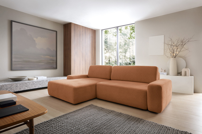 Narożnik OLMI M lewostronny Raven 44 terakota ceglasty styl soft