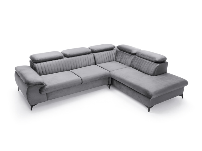 Narożnik VETTO prawostronny Monolith 85 szary welur funkcja spania