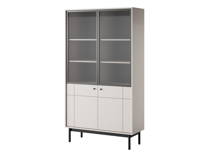 Witryna Sora wysoka 185cm w kolorze cashmere z czarnymi nóżkami 