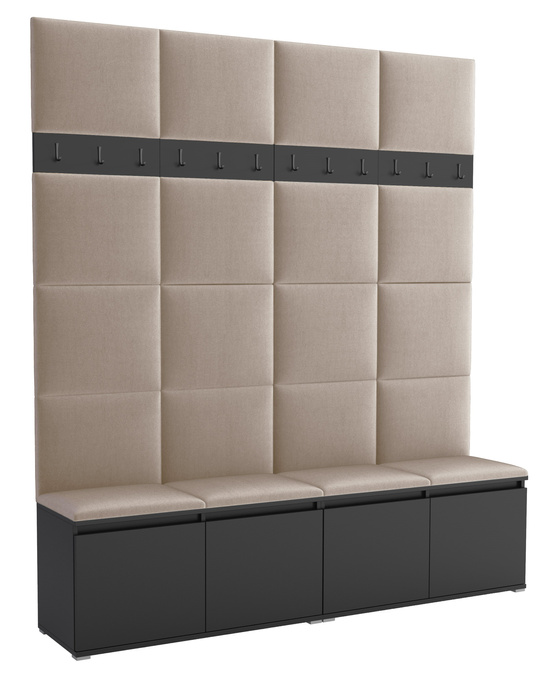 Tapicerowana garderoba Noris II - kolor czarny + tkanina Trinity 04