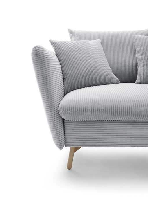 Narożnik MORRE prawostronny sztruks Poso 55 jasny popiel funkcja spania skandynawski