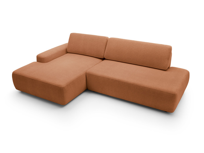 Narożnik OLMI O lewostronny Raven 44 terakota ceglasty funkcja spania + poduszki