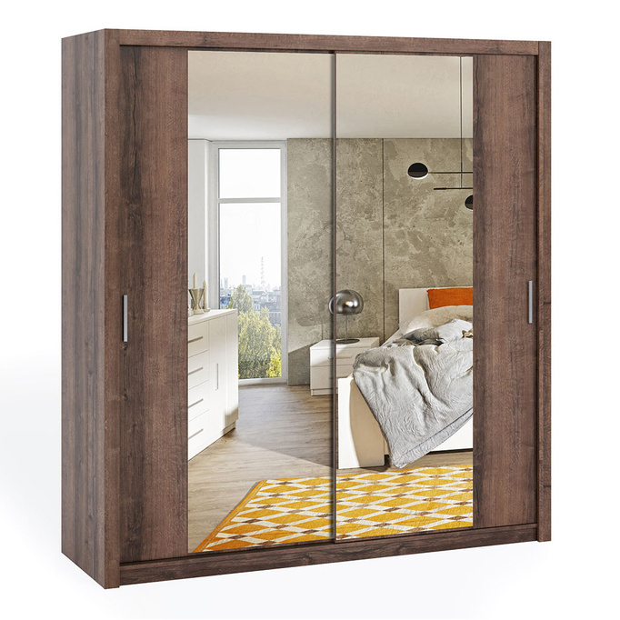 Szafa przesuwna Tamiza 200 cm z lustrem dąb monastery