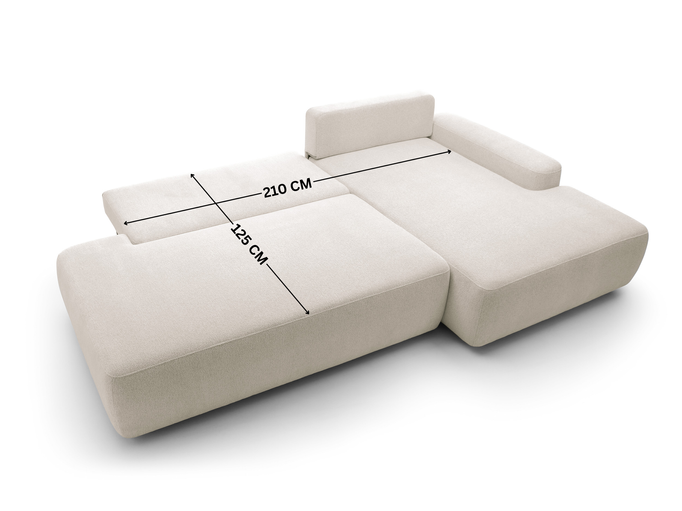 Narożnik OLMI O prawostronny Raven 24 beżowy piaskowy funkcja spania + poduszki