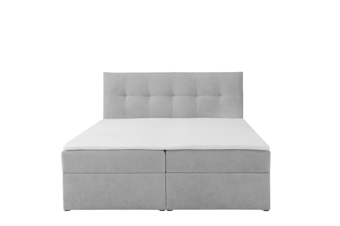 Łóżko kontynentalne Toronto 160×200 (Gerra 65 - Szary) z materacem bonell i topperem