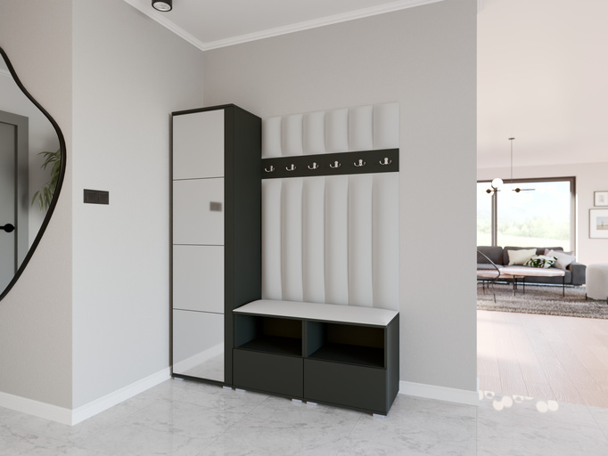 Tapicerowana garderoba Nela II LUX z lustrem - kolor grafit + tkanina Trinity 32