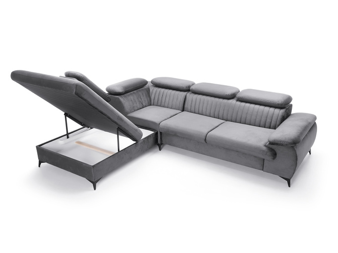 Narożnik VETTO lewostronny Monolith 85 szary welur funkcja spania