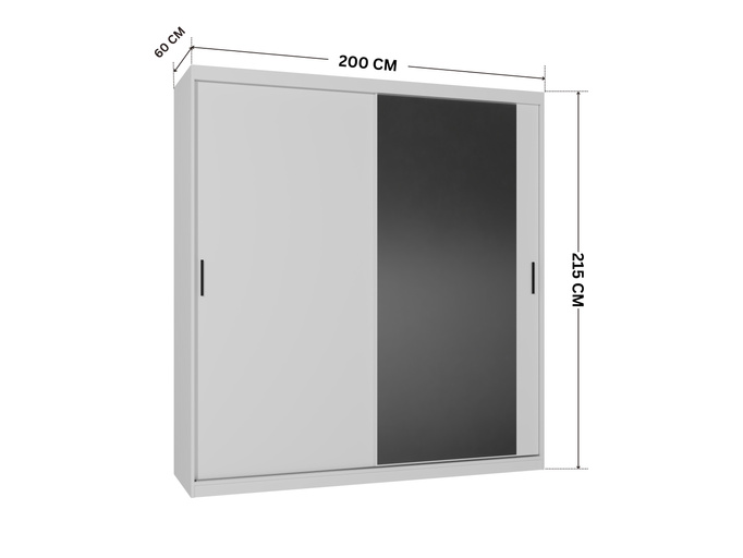 Szafa przesuwna MIRANO 200 cm biała mat – wysoka 215 cm, duża szafa