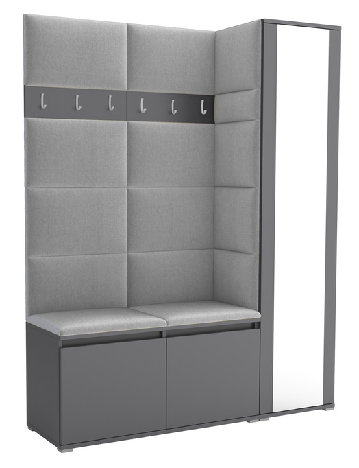 Tapicerowana garderoba Noris VII z lustrem - kolor antracyt + tkanina Trinity 32