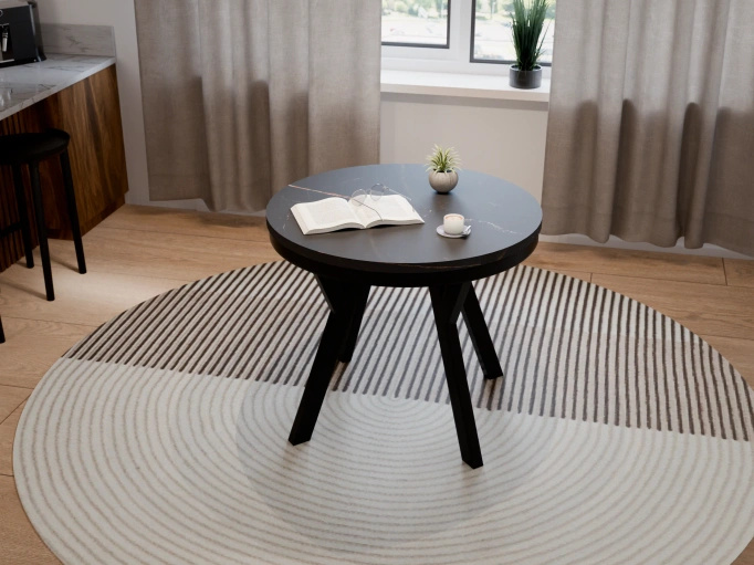 Stół Okrągły Rozkładany ARI 90-190 cm Marmur San Sebastian – Loft Glamour