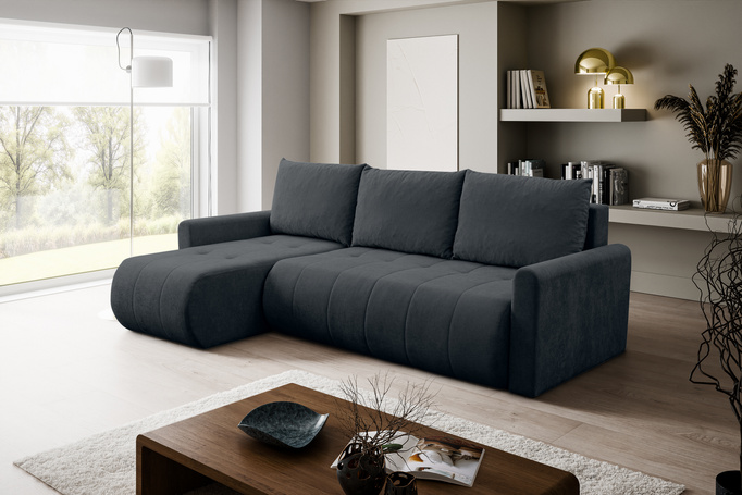 Narożnik Primo w tkaninie WIND z funkcją spania i pojemnikiem na pościel