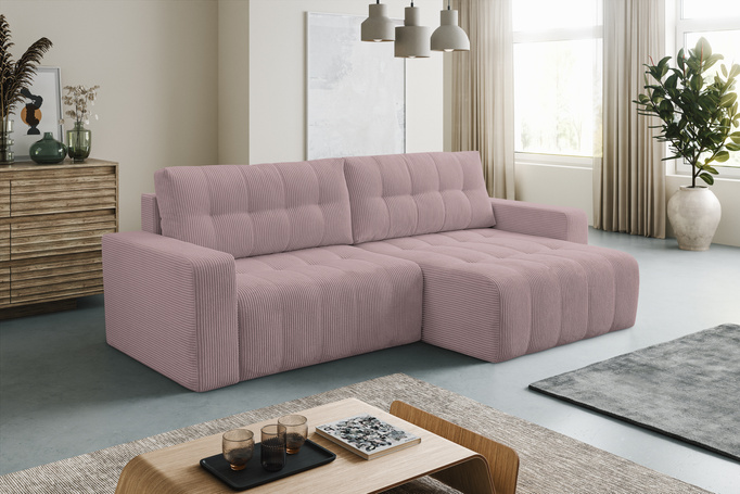 Narożnik Palermo w tkaninie POSO z funkcją spania i pojemnikiem na pościel