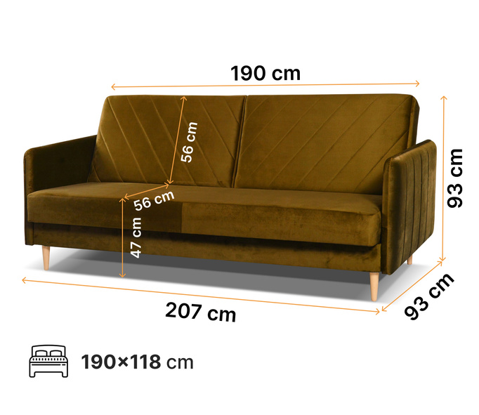 Wersalka Vesto z funkcją spania i pojemnikiem