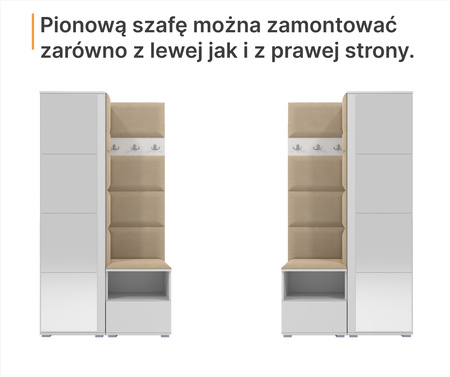 Tapicerowana garderoba Nela I w kolorze białym i tkaninie Trinity 16