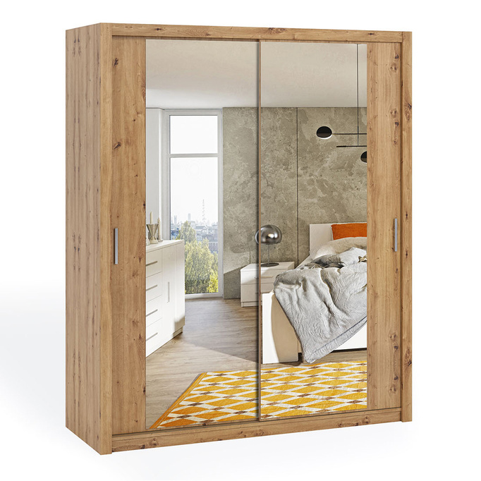 Szafa przesuwna Tamiza 180 cm z lustrem dąb artisan