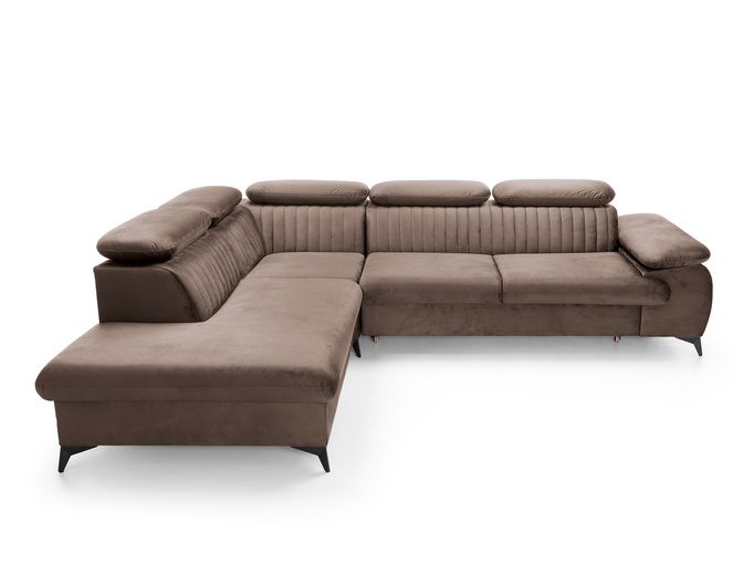 Narożnik VETTO lewostronny Monolith 15 mleczna czekolada welur funkcja spania