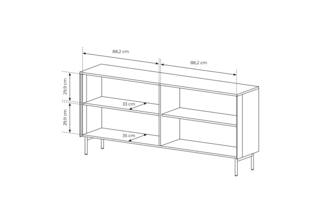 Komoda LUMI 181 cm Dąb Dunin – 4 Drzwi, Ryflowane Szkło, Oświetlenie LED
