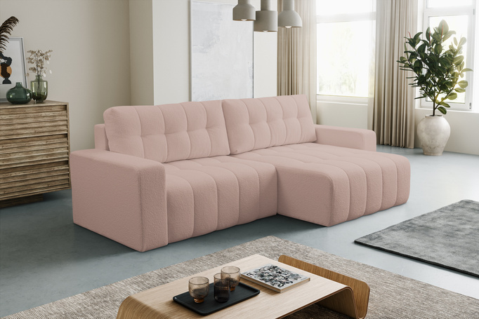 Narożnik Palermo w tkaninie BRAVO z funkcją spania i pojemnikiem na pościel