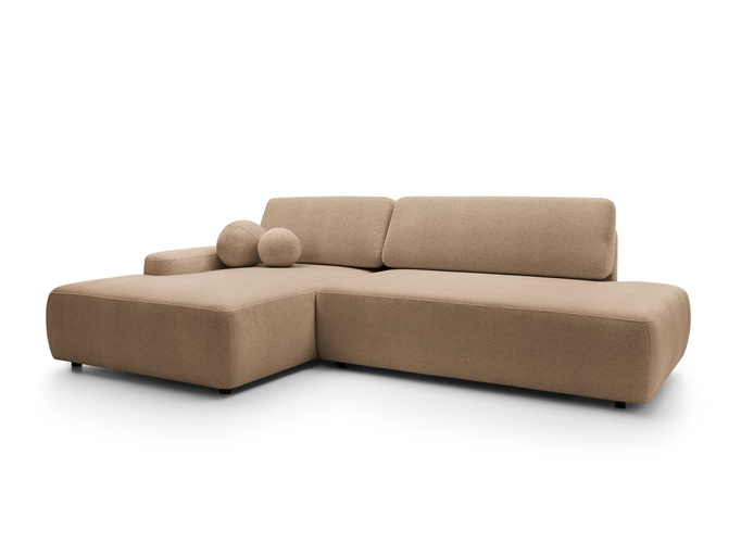 Narożnik OLMI O lewostronny Raven 38 brązowy styl soft funkcja spania + poduszki