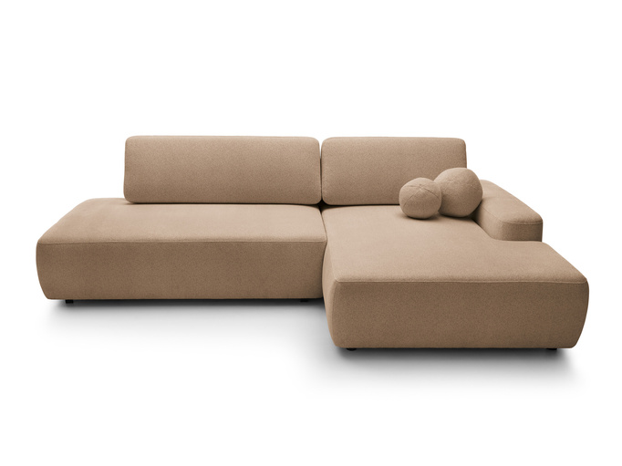 Narożnik OLMI O prawostronny Raven 38 brązowy styl soft funkcja spania + poduszki