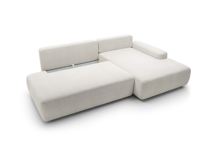 Narożnik OLMI O prawostronny Raven 22 ecru kremowy funkcja spania + poduszki