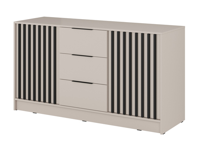 Komoda Stilo 155cm w kolorze cashmere + czarne lamele