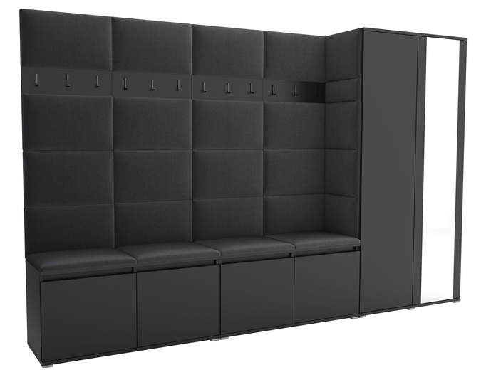 Tapicerowana garderoba Noris V z lustrem - kolor czarny + tkanina Trinity 15