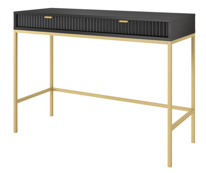 Toaletka z szufladami Kioto w kolorze czarnym i złotymi nóżkami
