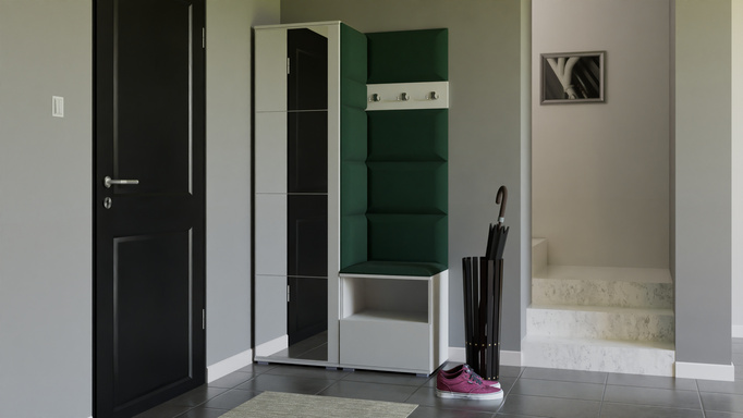 Tapicerowana garderoba Nela I z lustrem - kolor biały + tkanina Trinity 28