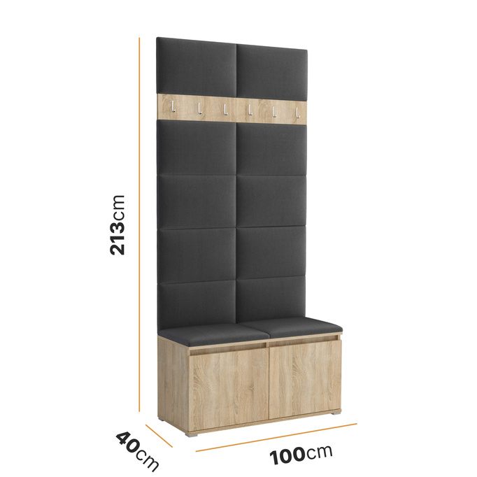 Tapicerowana garderoba Noris I - kolor antracyt + tkanina Trinity 15