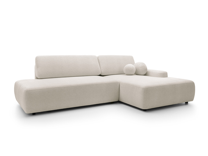 Narożnik OLMI O prawostronny Raven 24 beżowy piaskowy funkcja spania + poduszki