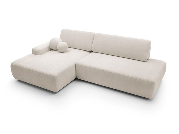 Narożnik OLMI O lewostronny Raven 24 beżowy piaskowy funkcja spania + poduszki