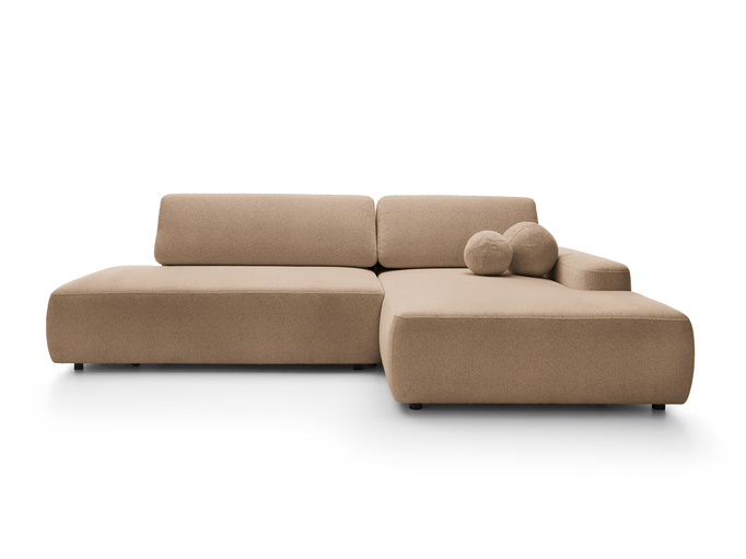 Narożnik OLMI O prawostronny Raven 38 brązowy styl soft funkcja spania + poduszki