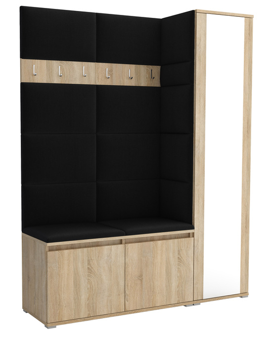 Tapicerowana garderoba Noris VII z lustrem - kolor sonoma + tkanina Trinity 16